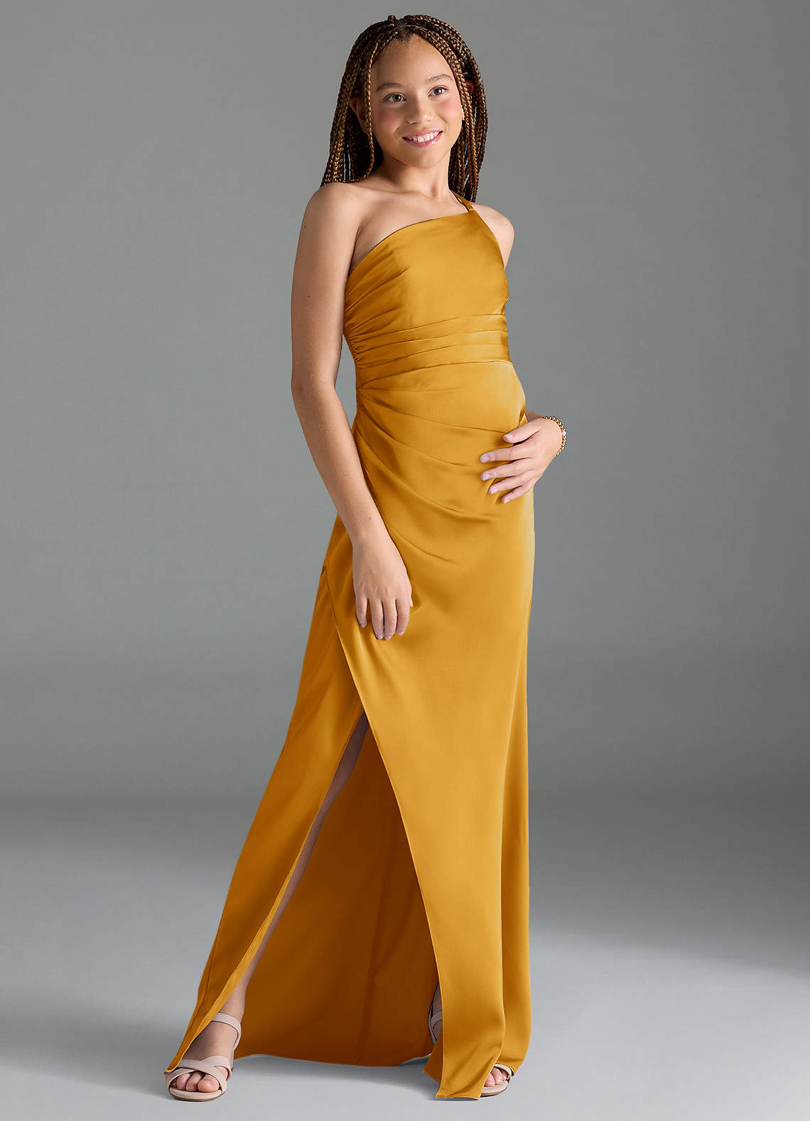 Azazie Eren Junior Klä av Tubklänning i Stretch Satin Plisserad image2