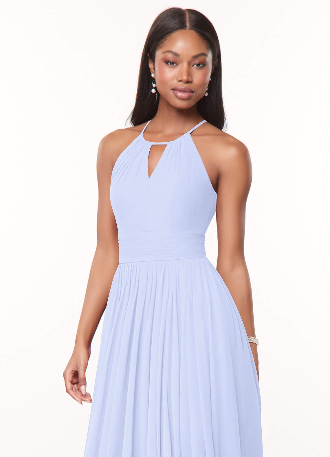 Azazie Cherish Robes de demoiselle d'honneur Robe Trapèze en Mousseline de soie Plissée Lavande image1