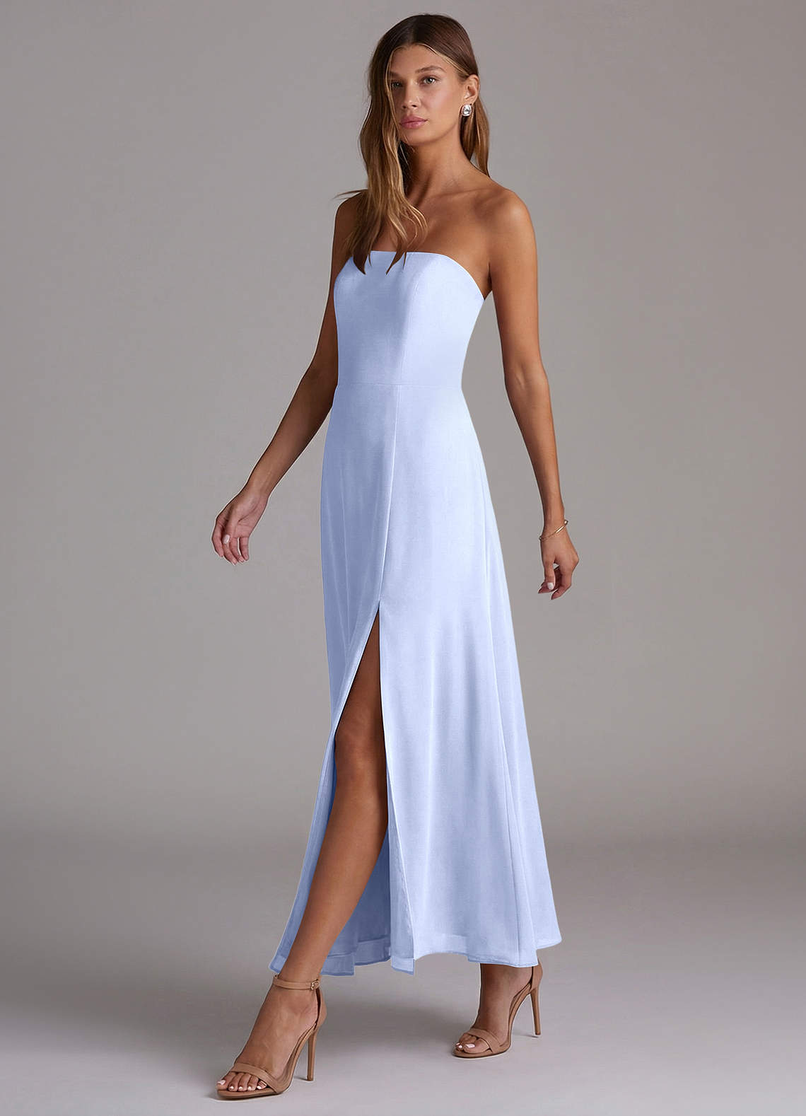 Azazie Wren Vestidos de madrinha de casamento Vestido Gelo de Chiffon de Linha A com Sem alças image2