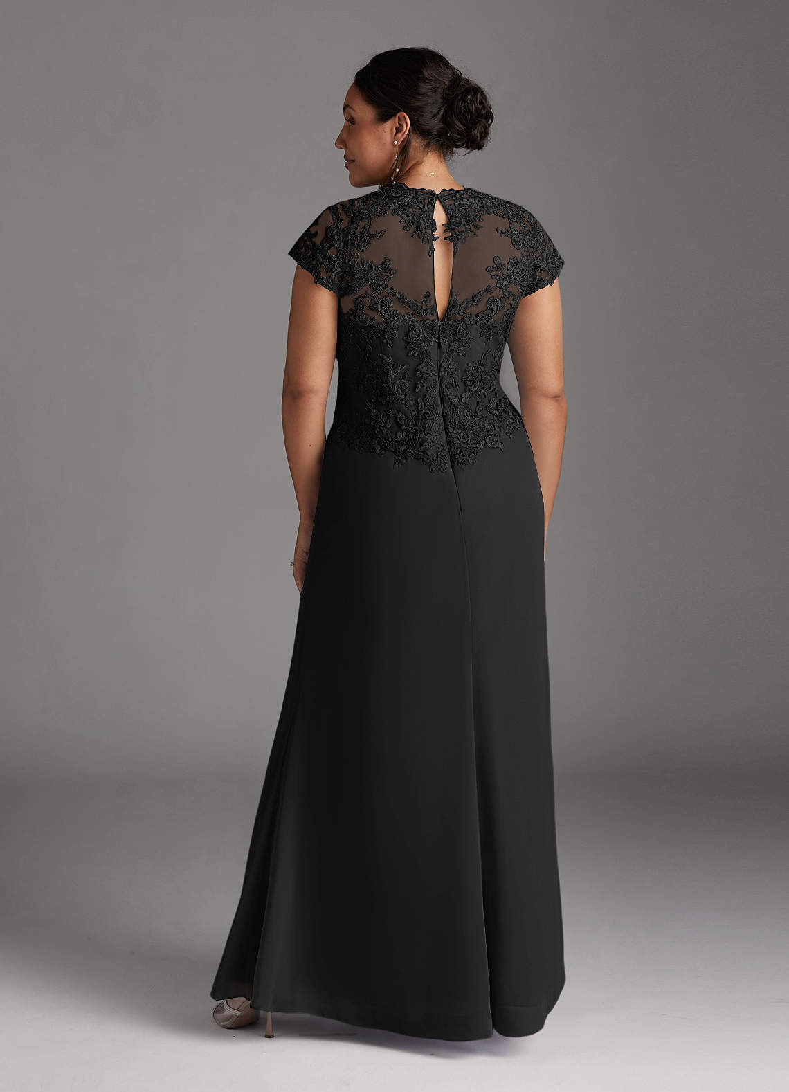 Azazie Junie Kleider für die Brautmutter A-Linie Spitze Chiffon Kleid Schwarz image1