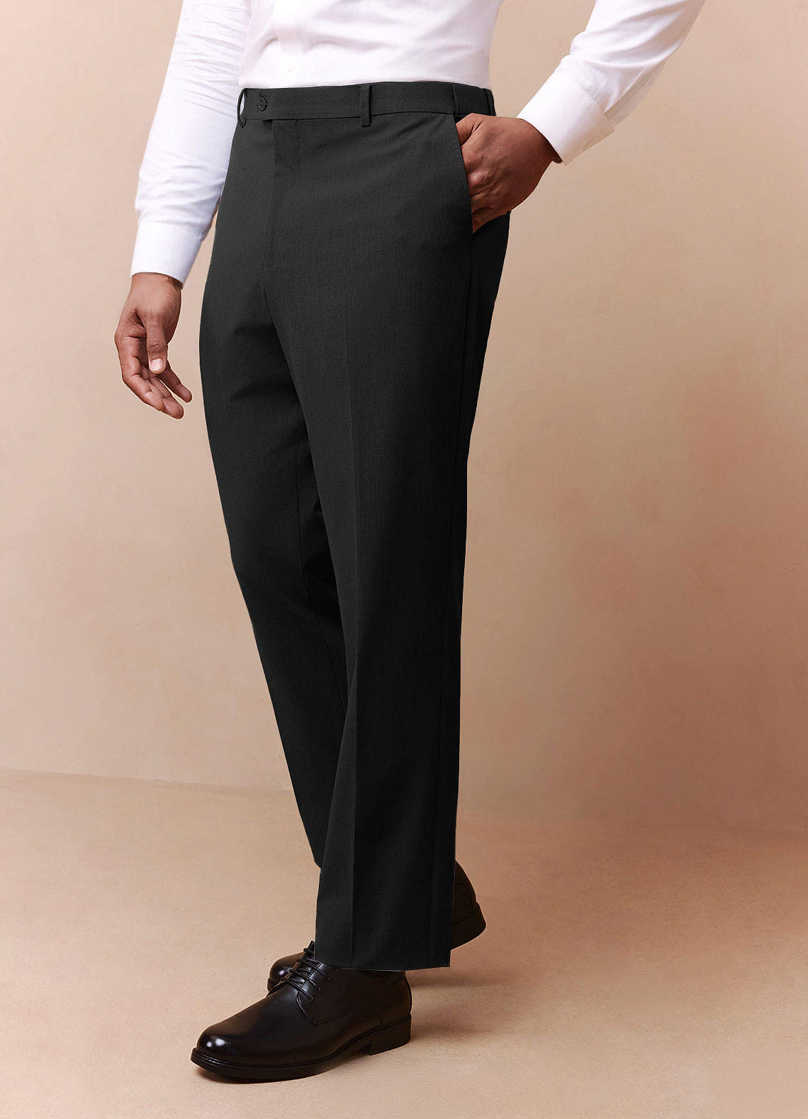 front Savile Black Wool Blend Dress Pants