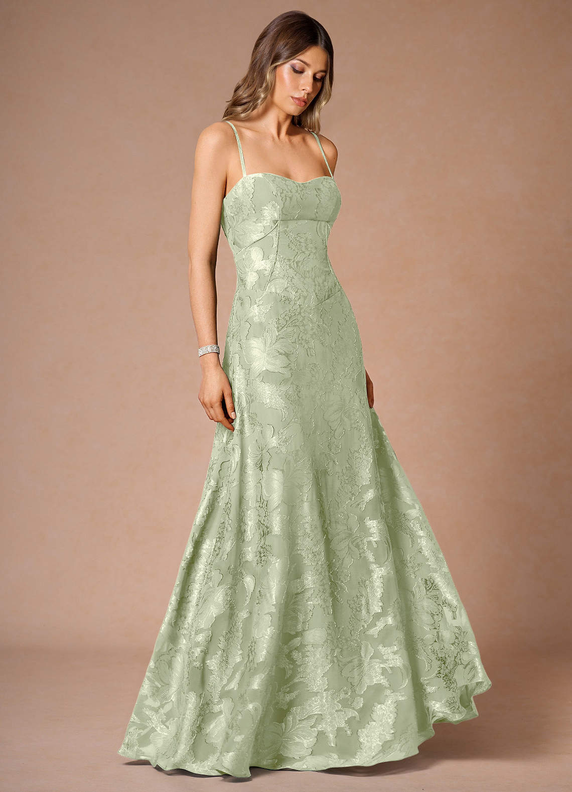 Hollis Light Green Lace Back Maxi Dress Azazie IE