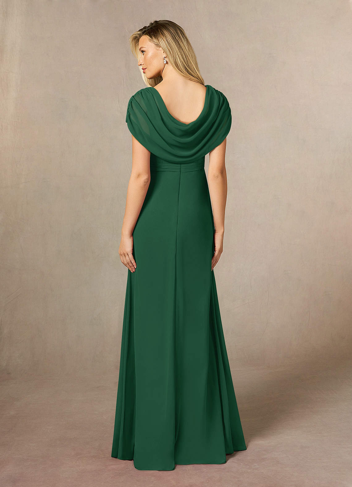 Azazie Mary Mother of the Bride Dresses Dark Green A-Line Side Slit Chiffon Dress image2