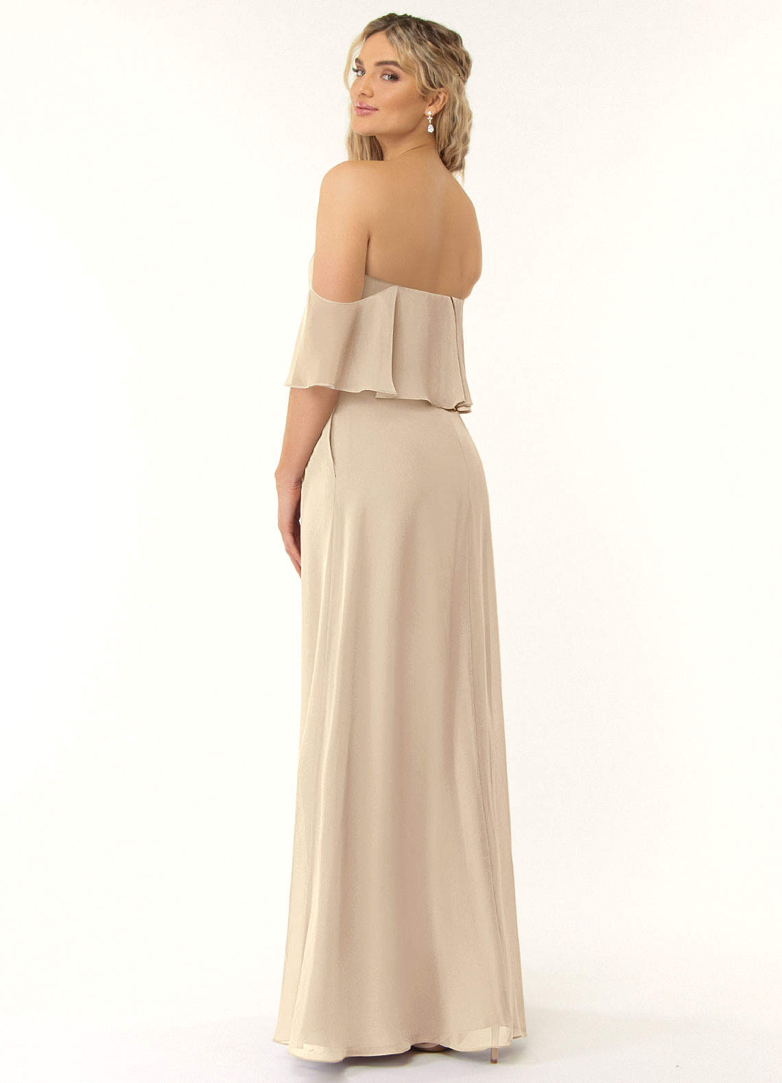 Azazie Mabel Bridesmaid Dresses A-Line Off the Shoulder Chiffon Floor-Length Dress image1