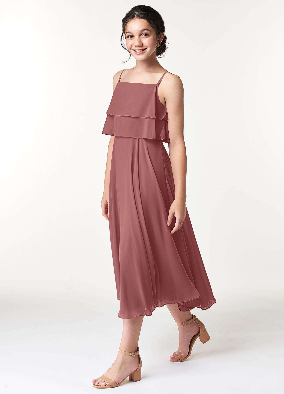 Azazie Ensley Junior Abito A-Line in Chiffon Plissettato Ametista image2