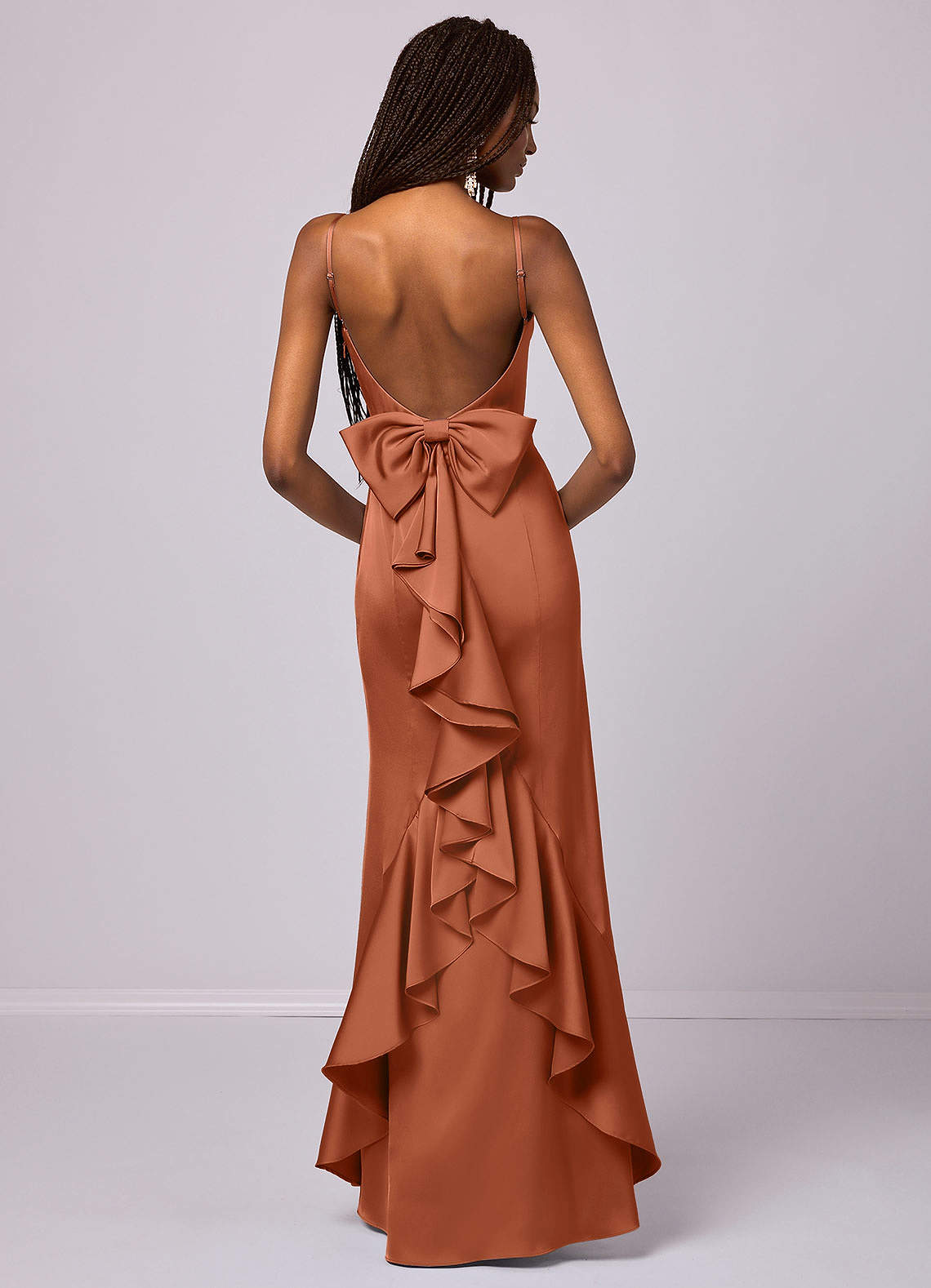 Barbie ♥ Azazie Bridesmaid Dresses Cedar Rose Mermaid Bow Stretch Satin Dress image1
