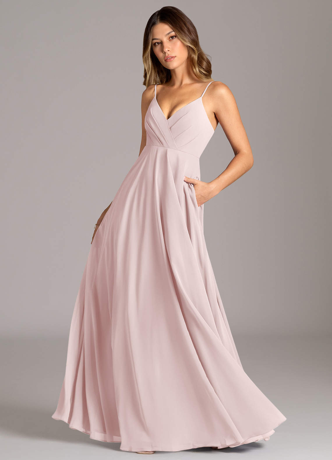 Azazie Amani Blushing Pink Chiffon Bridesmaid Dresses | Azazie