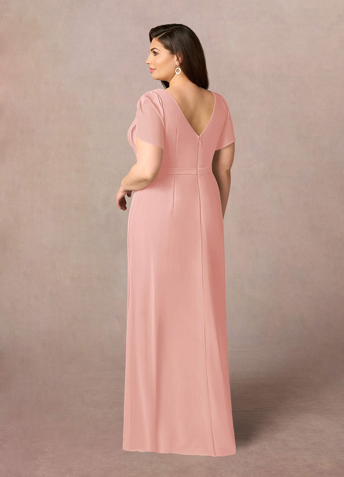 Azazie Marianne Mother of the Bride Dresses Rosette Sheath V-Neck Pleated Chiffon Dress image8