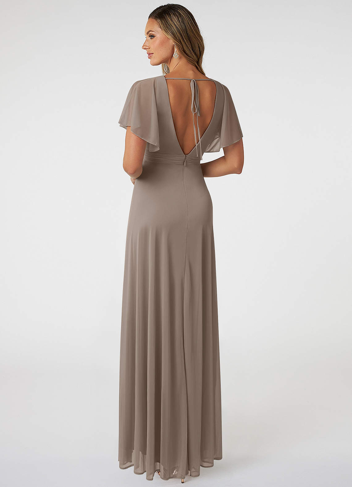 Azazie Tiara Bridesmaid Dresses A-Line Pleated Mesh Floor-Length Dress image1