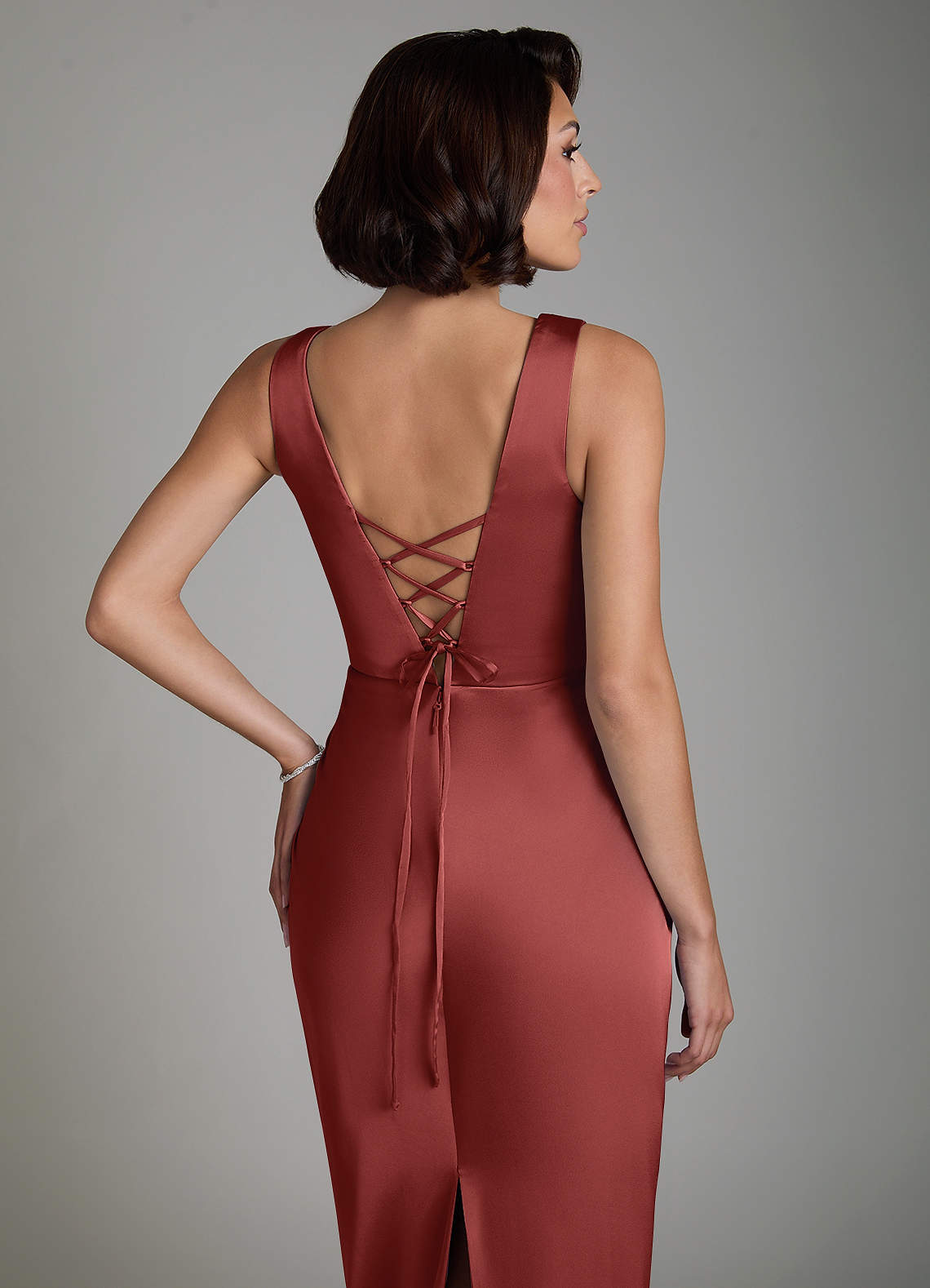 terracotta bodycon dress Azazie Vanya holiday maxi dress Height:45