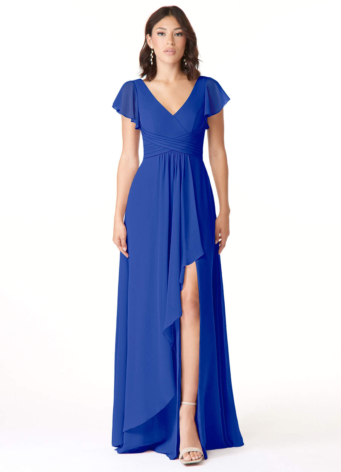 Azazie Omari Bridesmaid Dresses Royal Blue A-Line Chiffon Dress image1