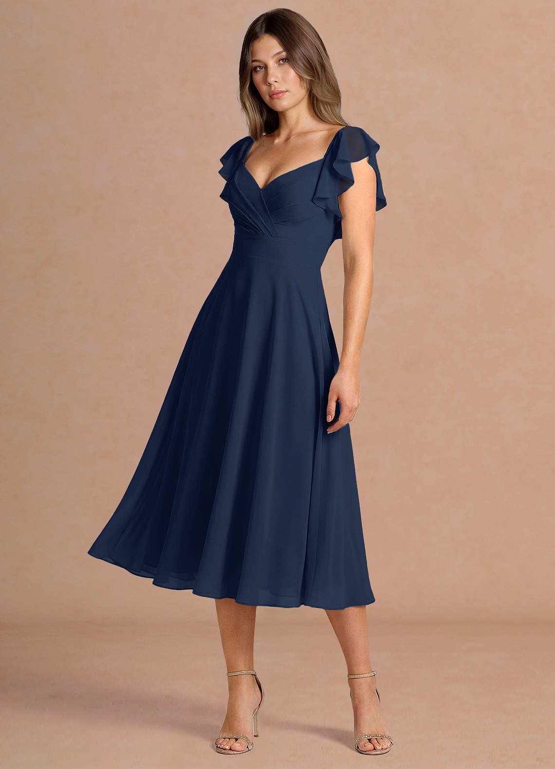 Leilani Navy Midi Dress | Azazie