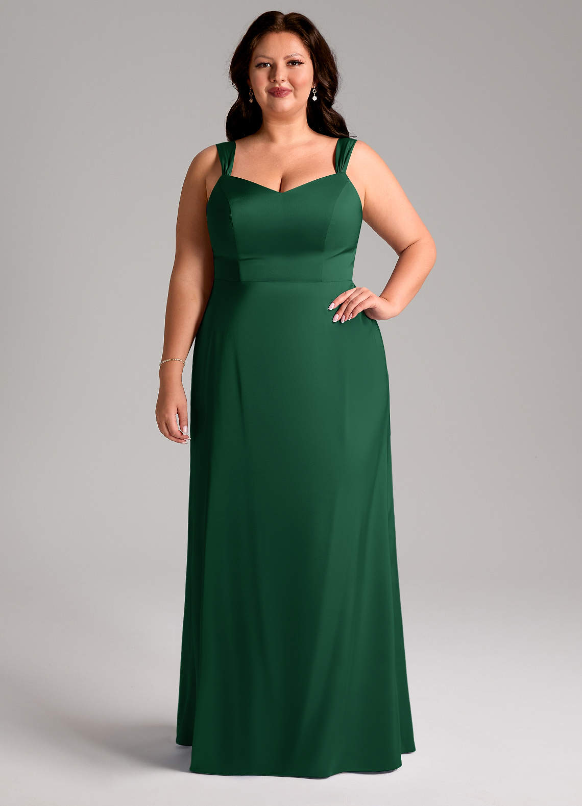 Azazie Denice Bridesmaid Dresses Dark Green Sheath Pleated Stretch Satin Dress image7