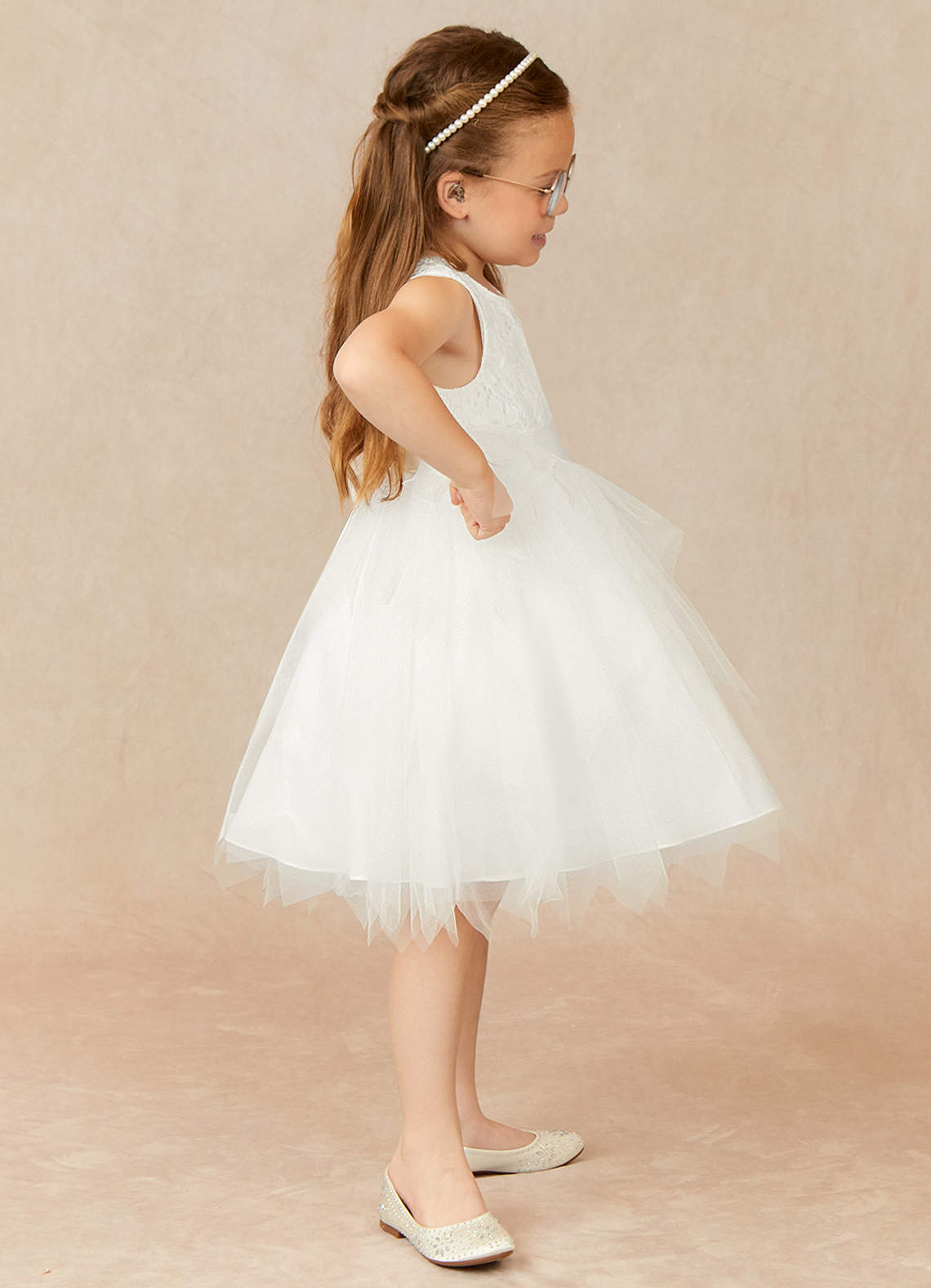 Lace Tulle Knee-length White Dress (2003227580)