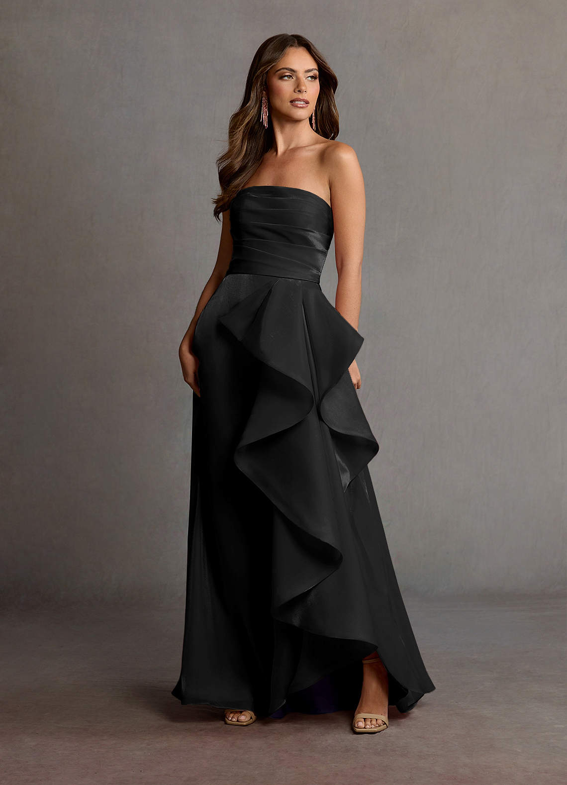 Manon Black Handkerchief Gown | Azazie