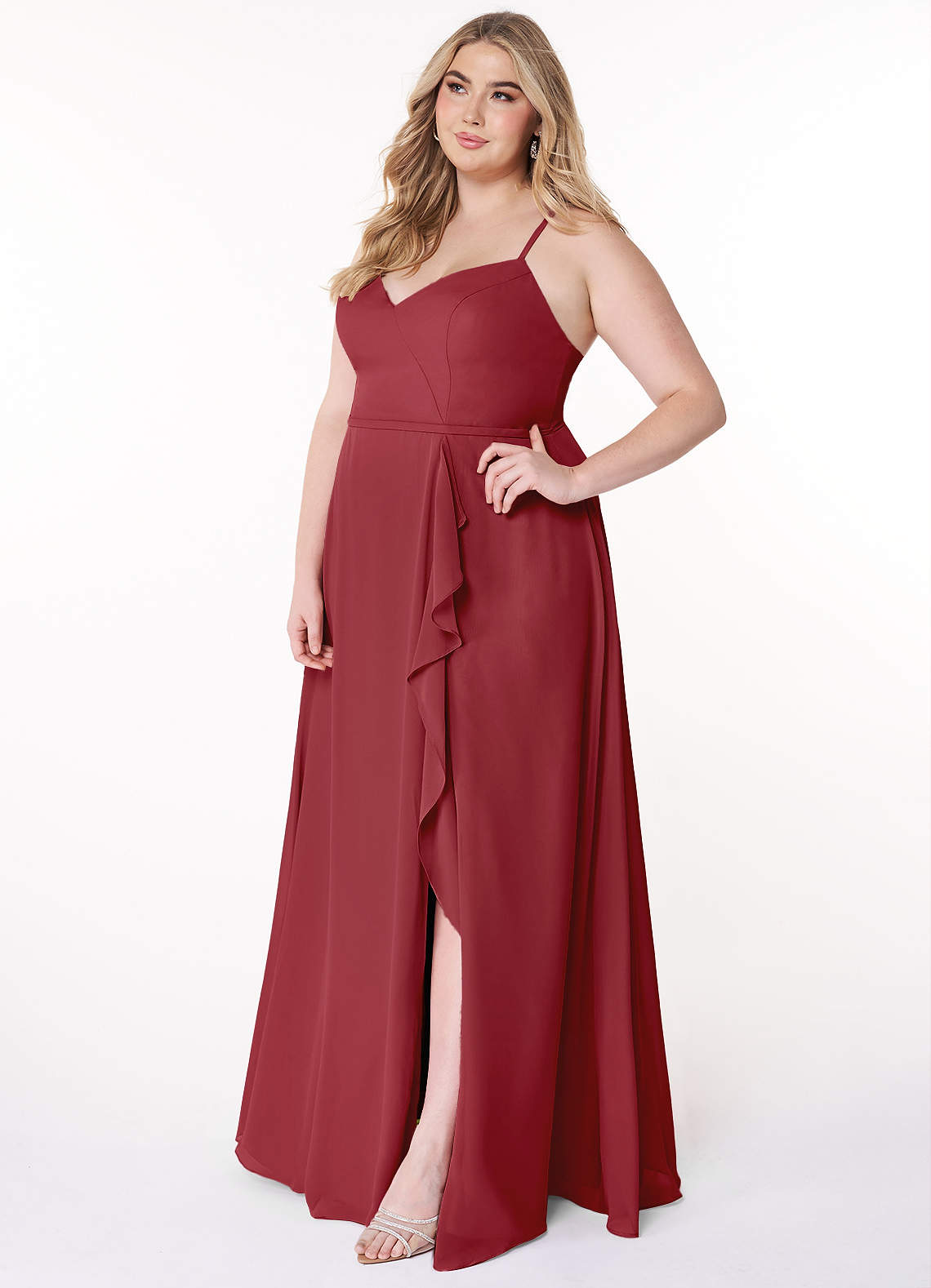 Azazie Naeem Pomegranate Chiffon Bridesmaid Dresses | Azazie