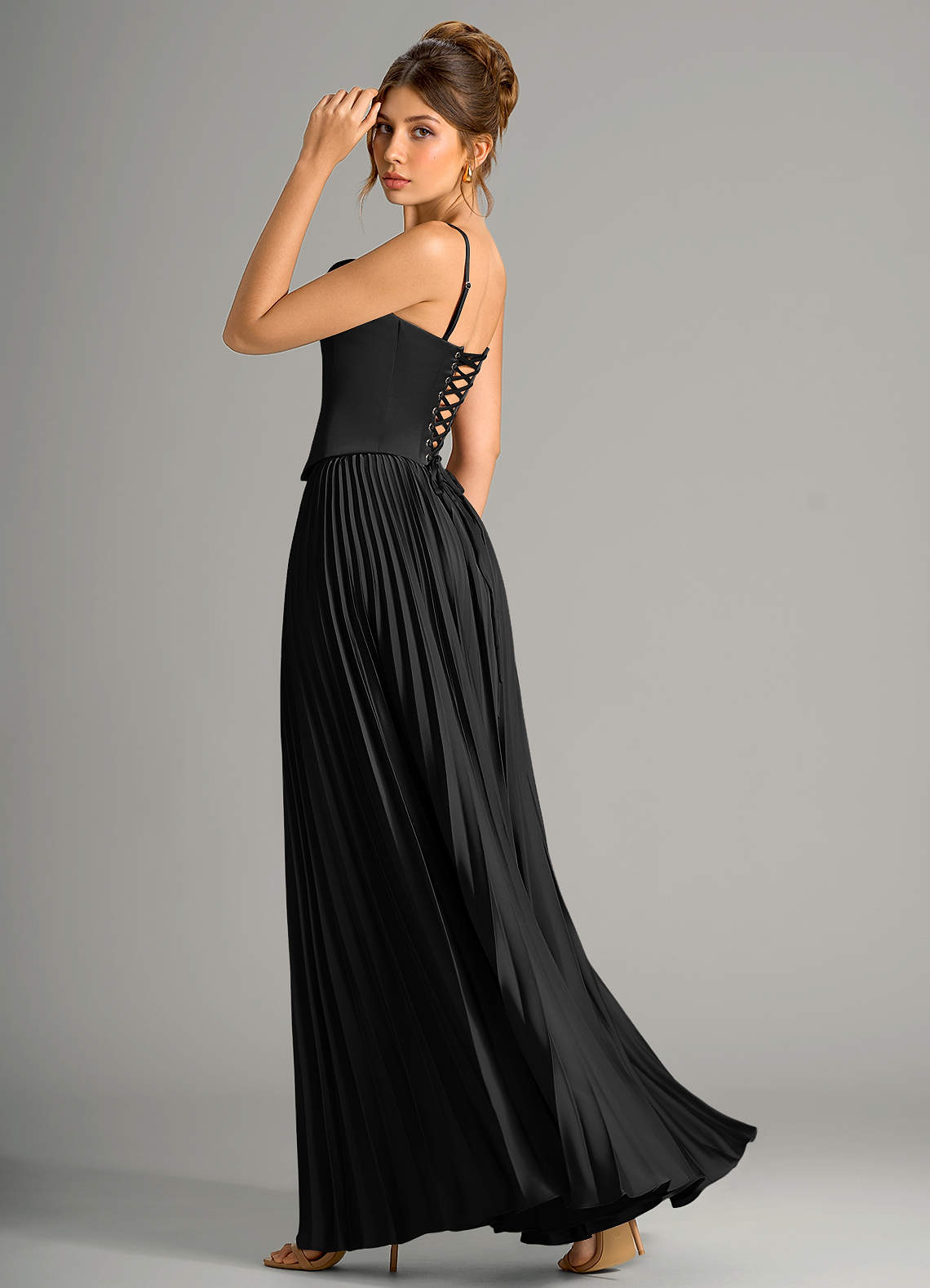Azazie Saedra Ready to Ship Black Stretch Satin Bridesmaid Dresses