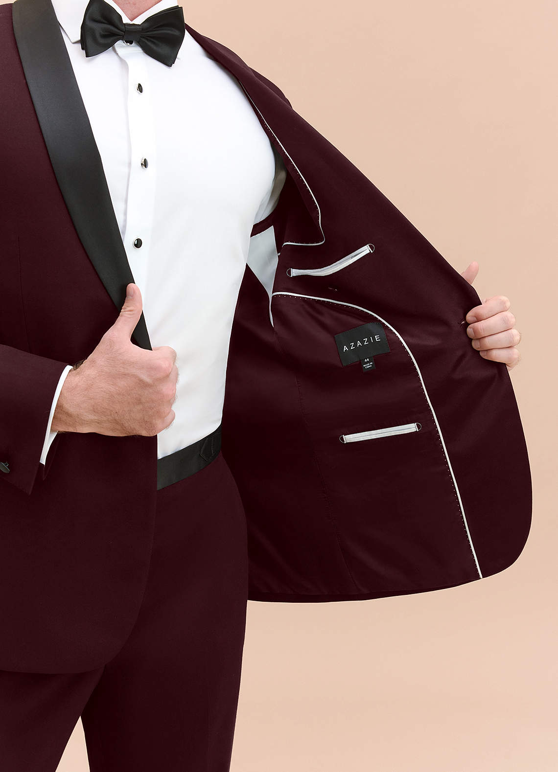 front Winston Borgogna Giacca da smoking con revers a scialle