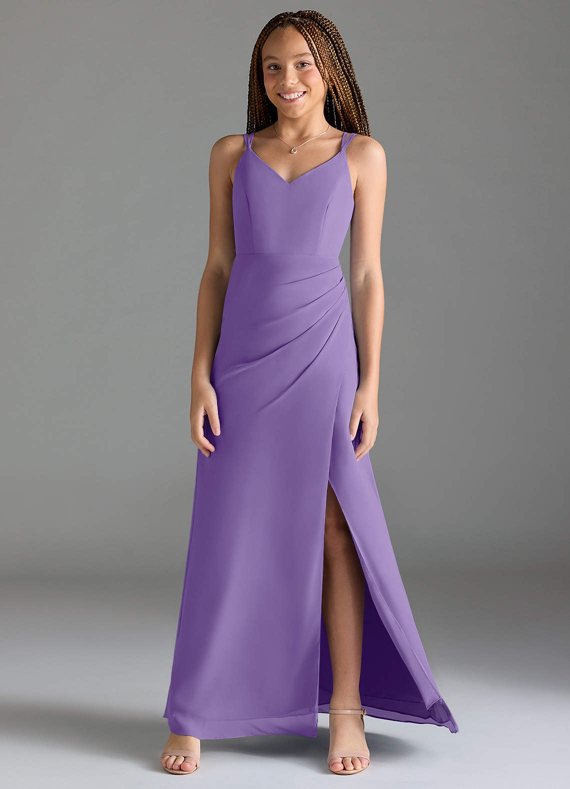 Azazie Leo Junior Tahiti Mermaid Pleated Chiffon Dress image1