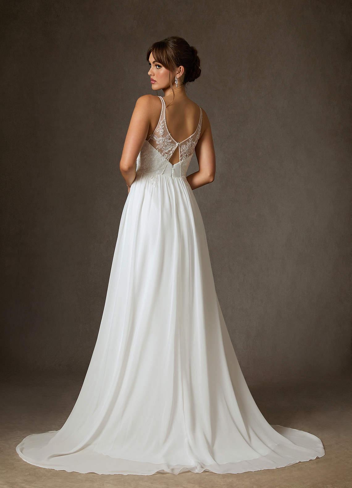 Azazie Carmella Wedding Dresses Diamond White A-Line Sequins Chiffon Dress image6