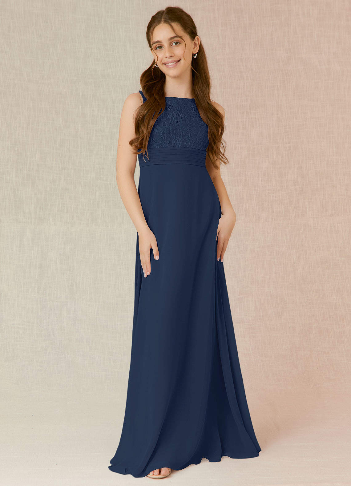 Azazie Snow Junior Bridesmaid Dress in Dark Navy | Azazie