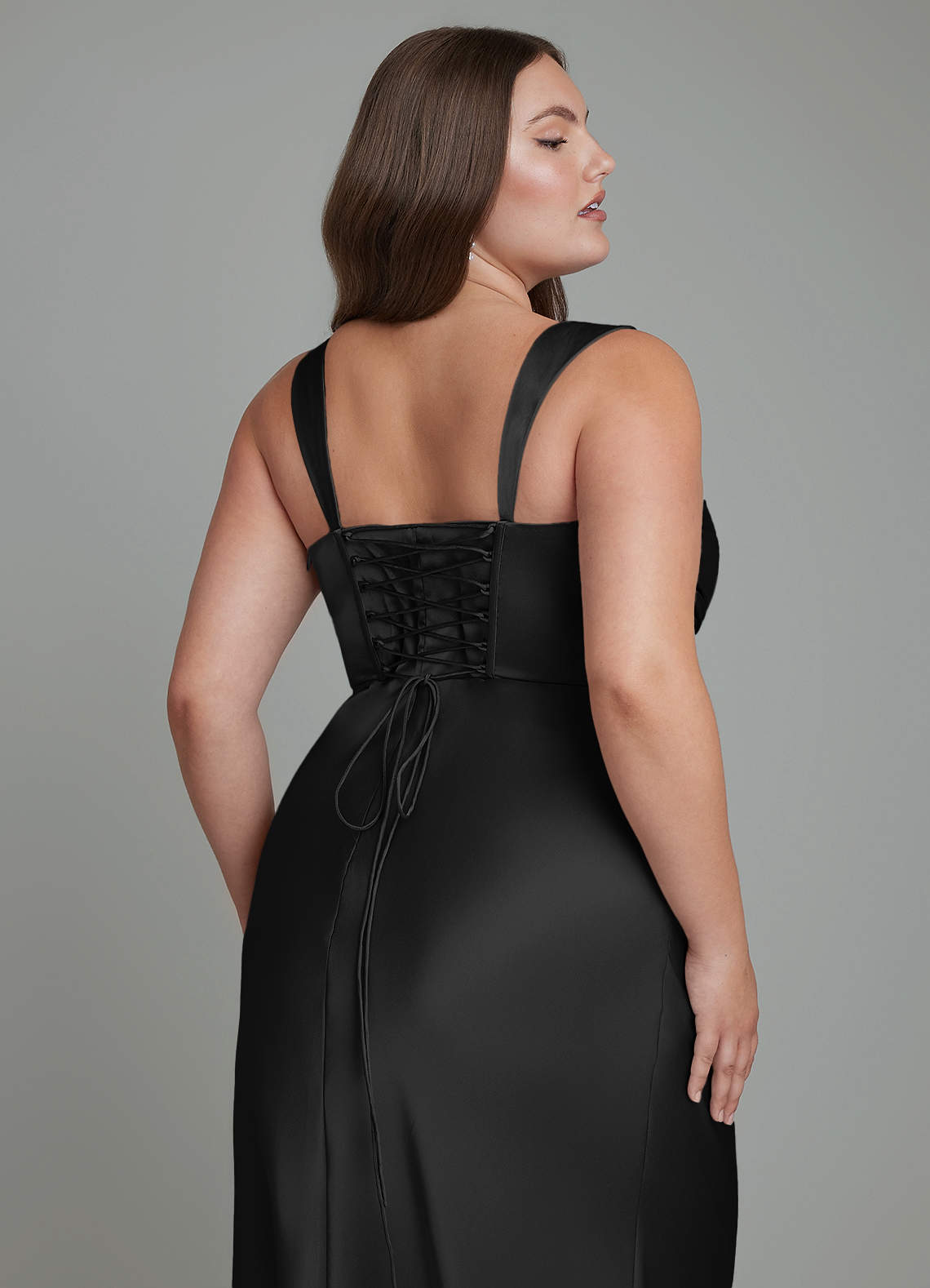 Azazie Agustina Bridesmaid Dresses Black Mermaid Corset Stretch Satin Dress image12