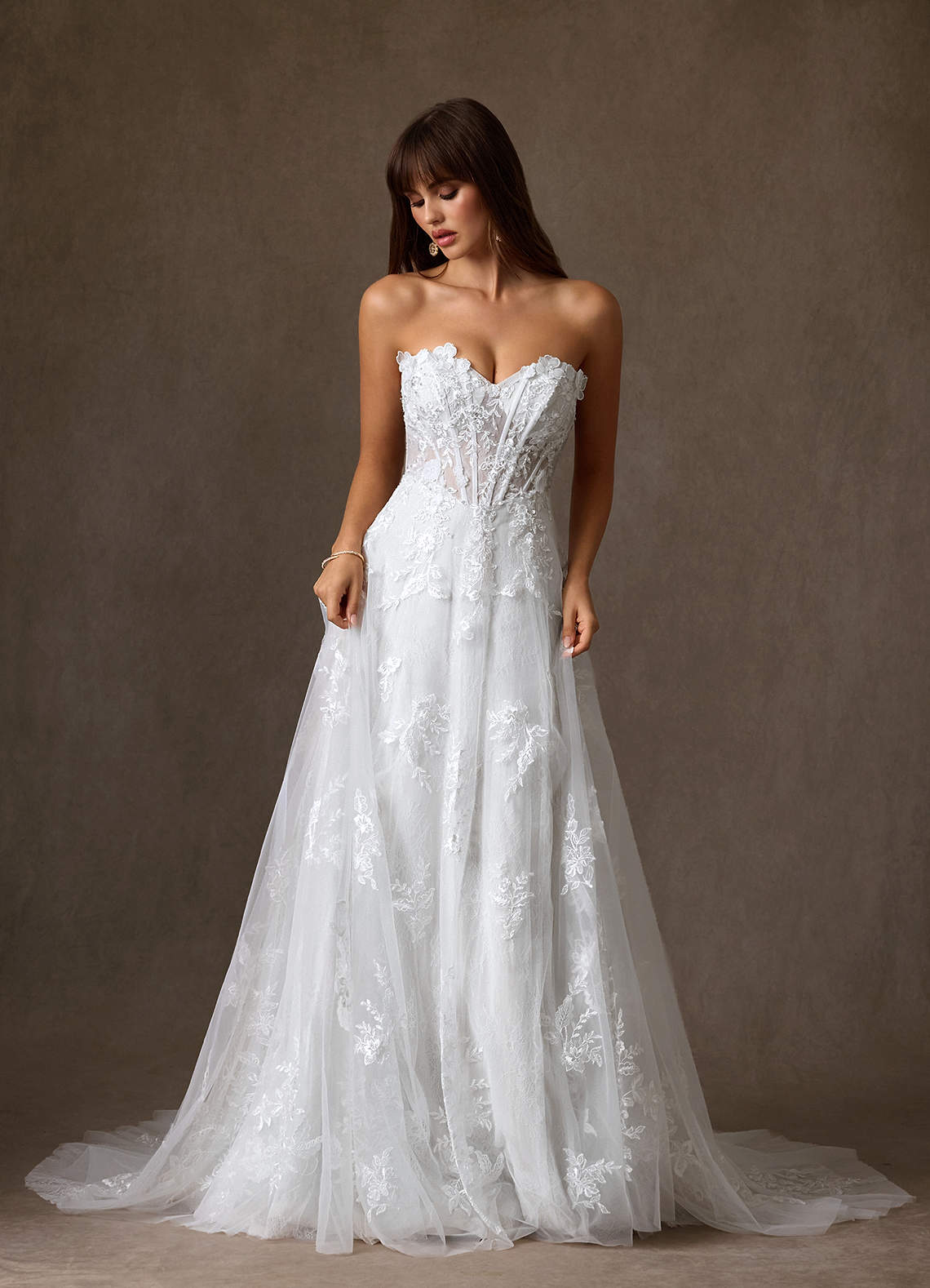 Azazie Florentina Hochzeitskleider A-Linie Herzchen Pailletten Tüll Kleid Diamantweiß image10