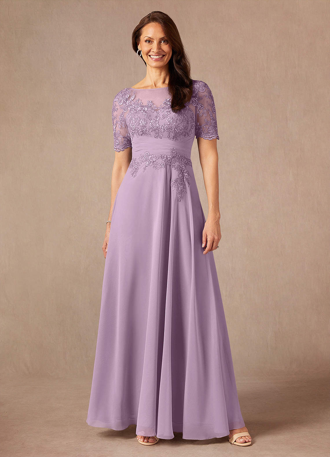 Azazie Raissa Kleider für die Brautmutter A-Linie Spitze Chiffon Kleid Blauregen image1