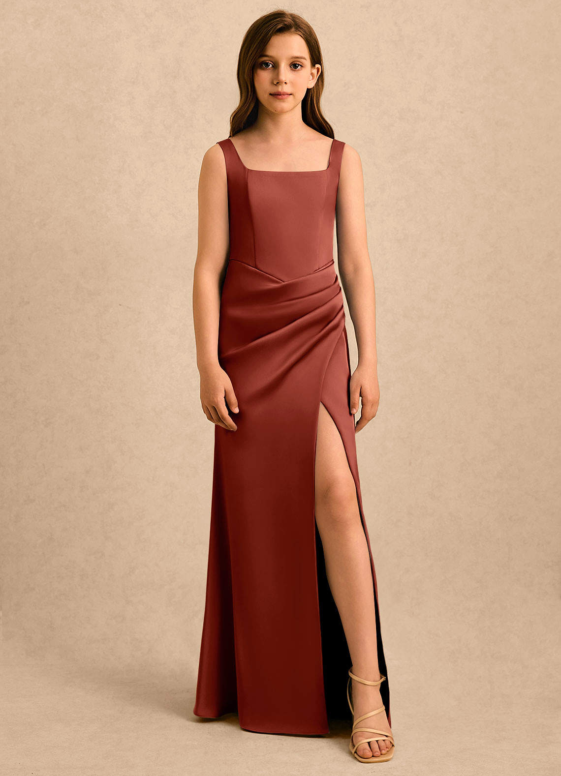 terracotta formal dress Terracotta Mother Of Bride Dress A-Line Embellished Waist Sequins Mother Of The Bride Dresses