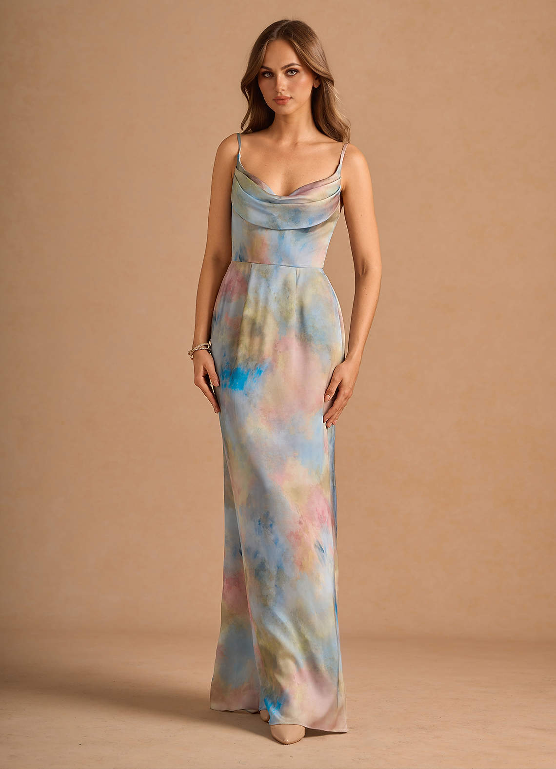white christmas dresses Teri Jon Organza Watercolor Off Shoulder 3D Flower Gown Size 10 main image 1