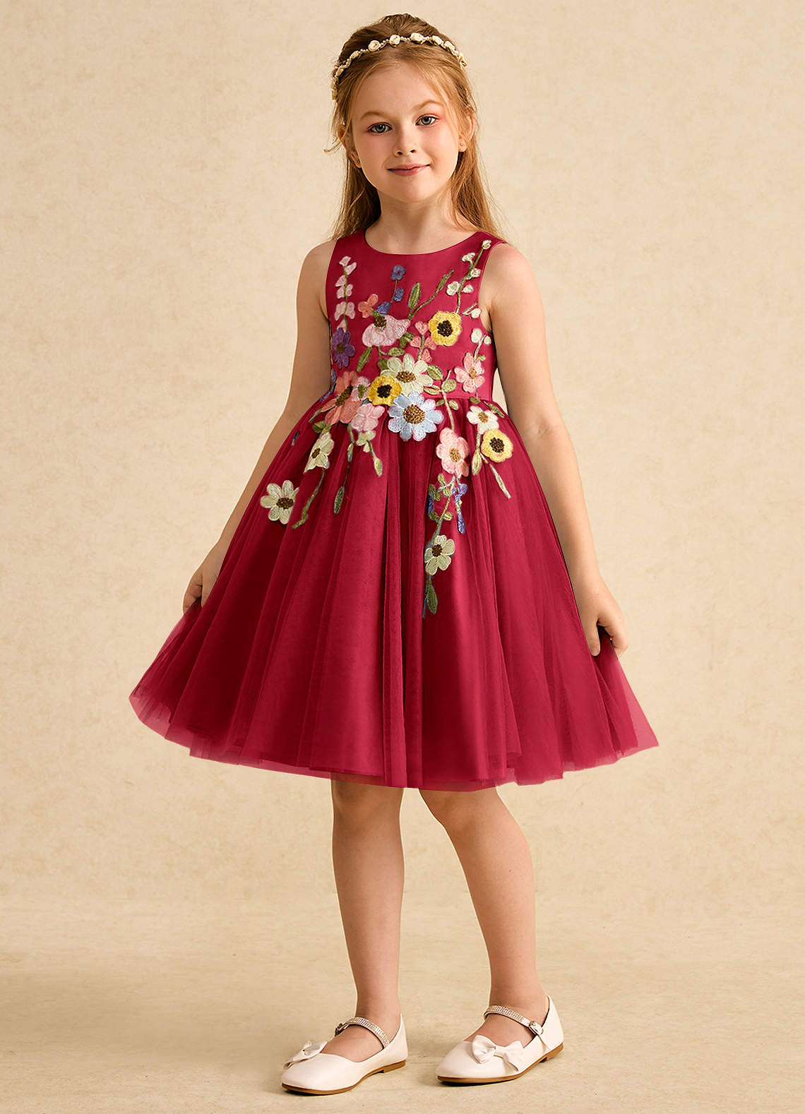 Azazie Prima Flower Girl Klänningar Klä A-Line i Tyll Rosett image4