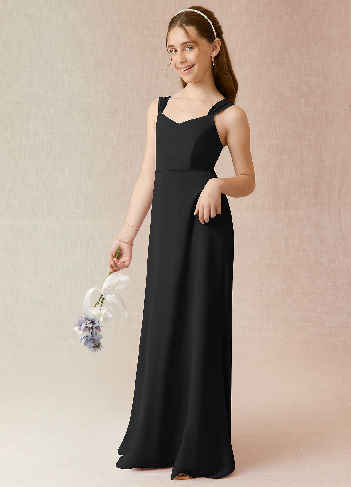 Azazie Denice Junior Ready to Ship Bridesmaid Dress in Black | Azazie