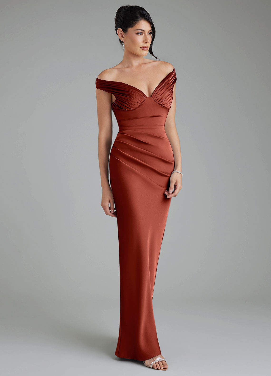 terracotta corset dress Lace & Beads corset drop hem midi dress in terracotta rose