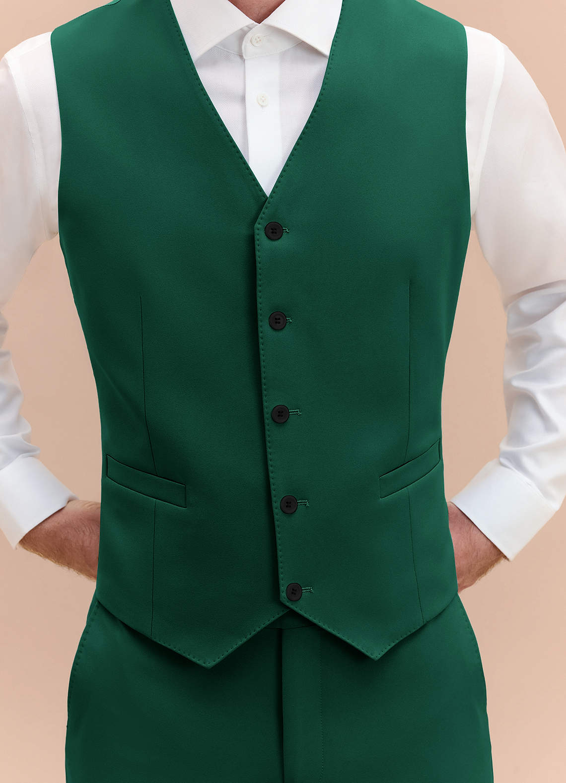 front James Emerald Structured Stretch Suit Vest