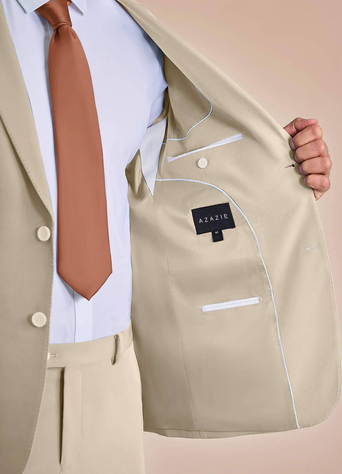 front James Tan Structured Stretch Suit Jacket
