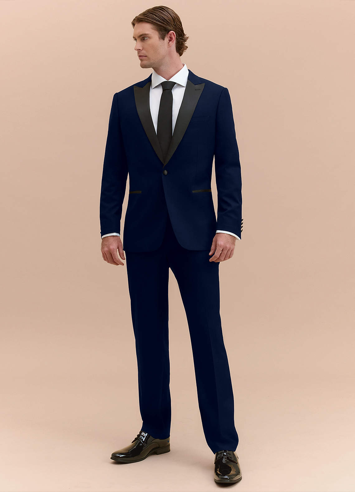 front Hudson Navy Blue Peak Lapel Tuxedo Jacket