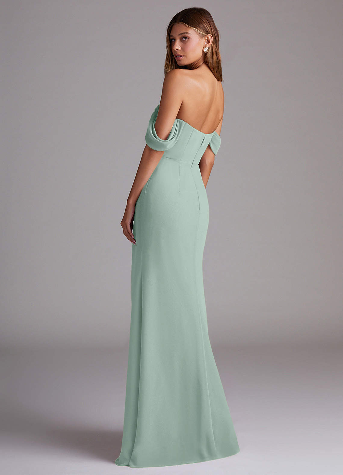 Azazie A-Line Off The Shoulder Floor-Length Chiffon Bridesmaid Dresses
