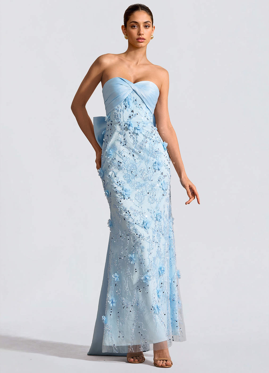 blue maxi occasion dresses Darby Light Blue Maxi Formal Dress - US 6