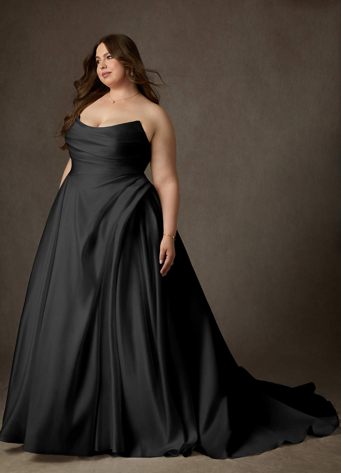 Azazie Adelise Wedding Dresses Black Ball-Gown Strapless Satin Dress image2