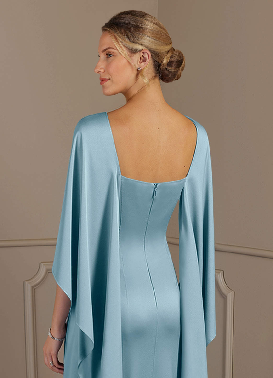 blue and gold dress Sky Blue Sweetheart Cutout Satin Mermaid Long Formal Dress with Slit