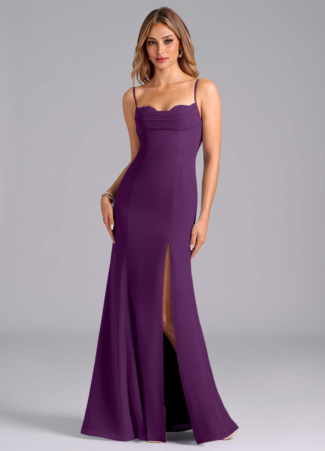 Azazie Wynni Bridesmaid Dresses Grape Mermaid Corset Chiffon Dress image1