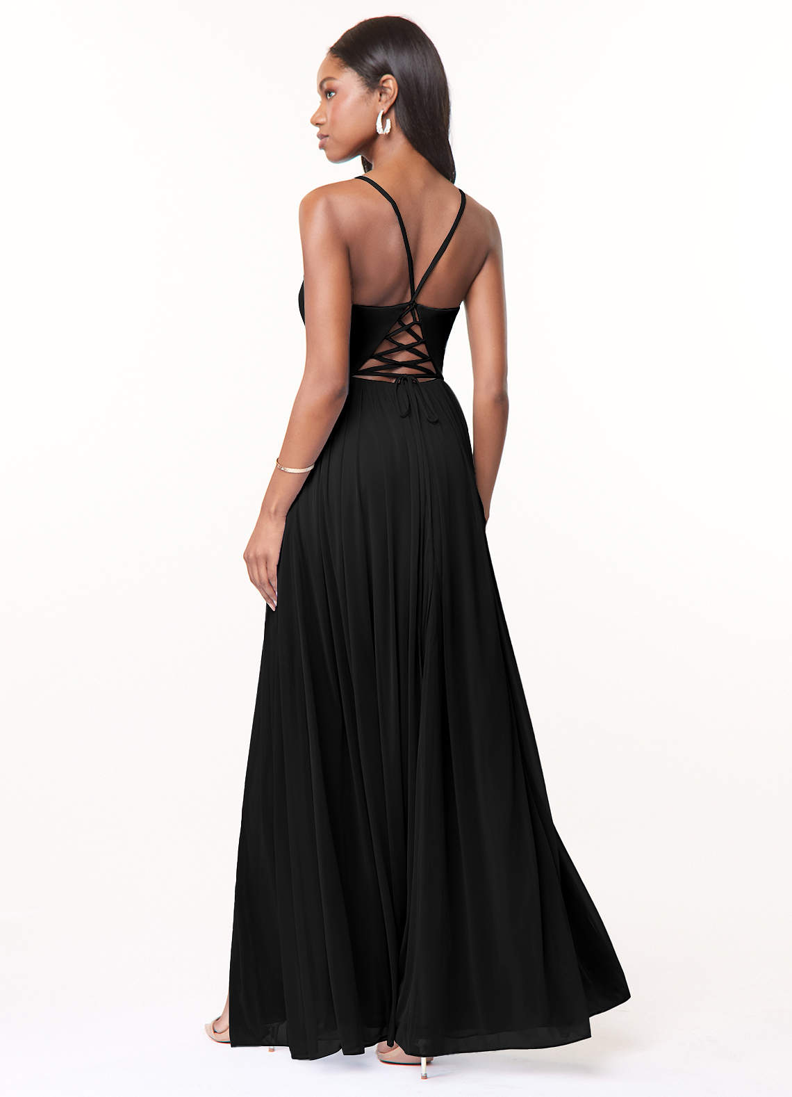Azazie Marsol Ready to Ship Black Mesh Bridesmaid Dresses | Azazie