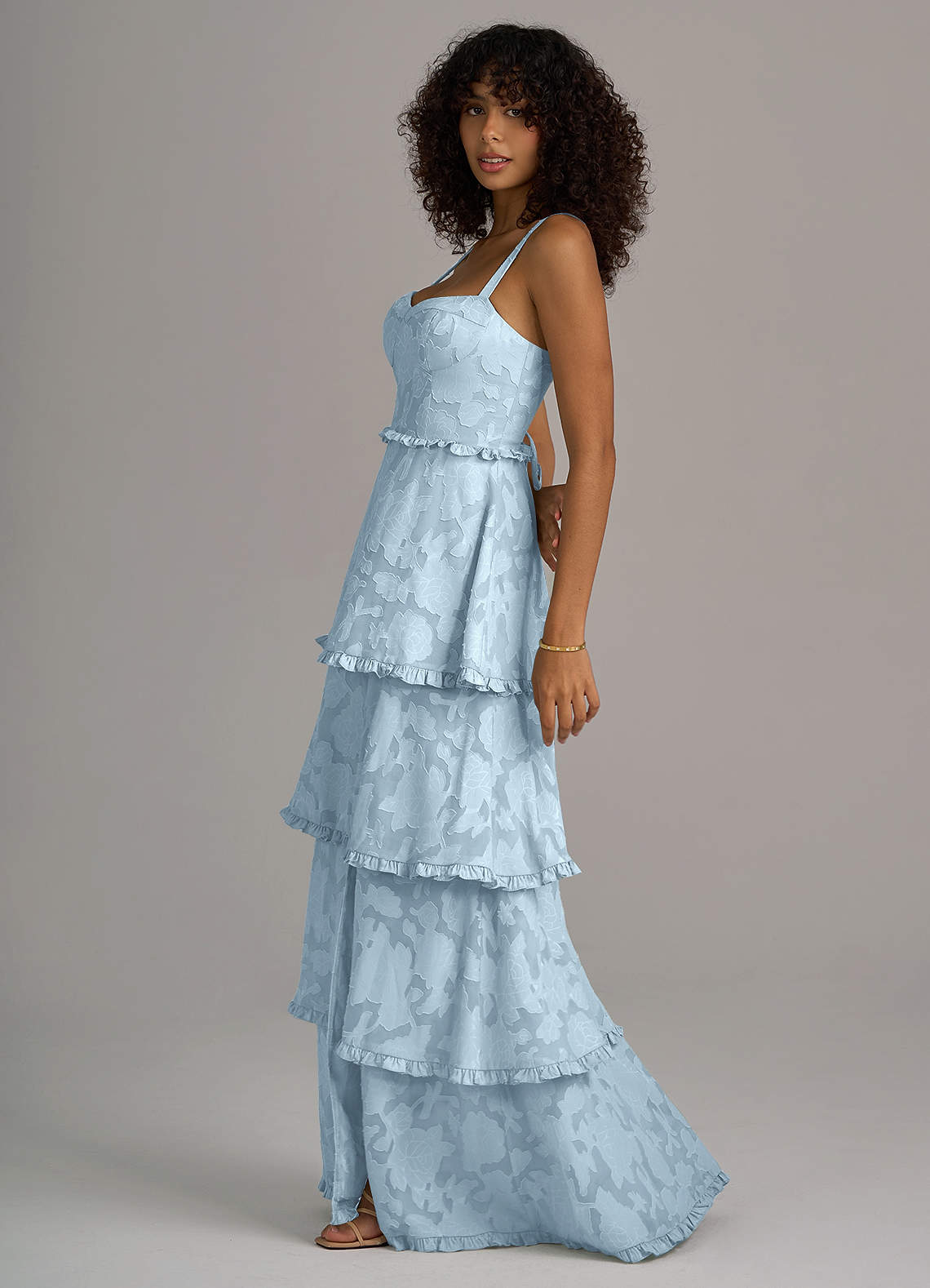 Azazie Romie Sky Blue Floral Burnout Bridesmaid Dresses | Azazie