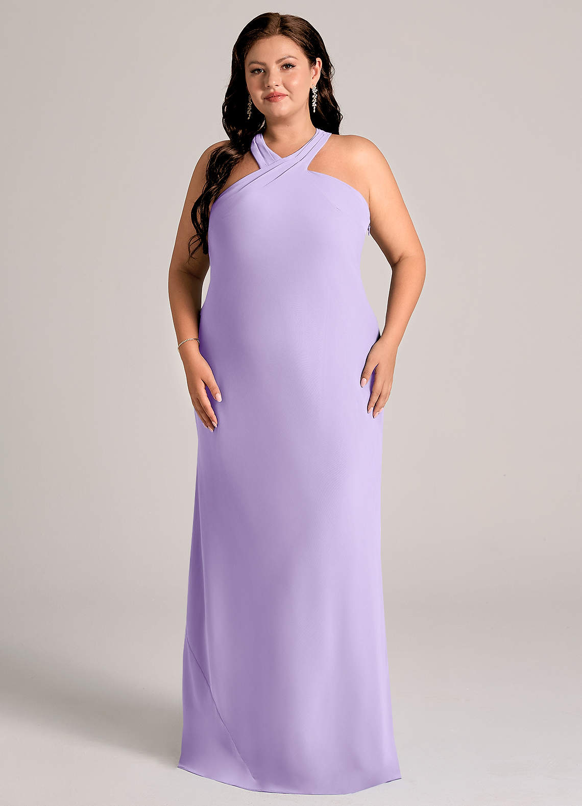 Azazie Doretta Abiti da Damigella Abito Sirena in Chiffon Plissettato Lilla image1