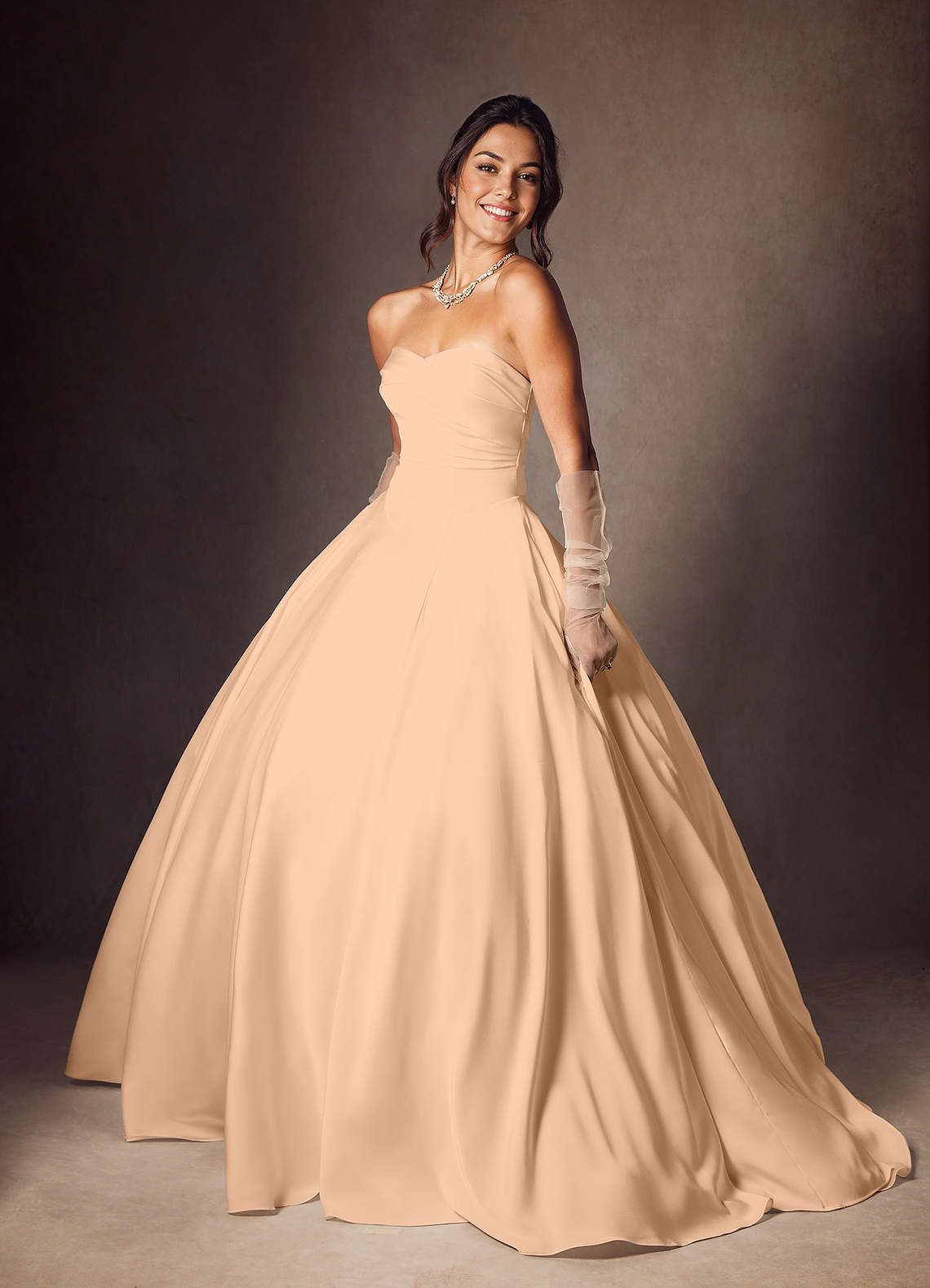 Azazie Alta Vestidos de noiva Vestido Rosa Inglesa de Cetim elástico de Linha A com Sem alças image4