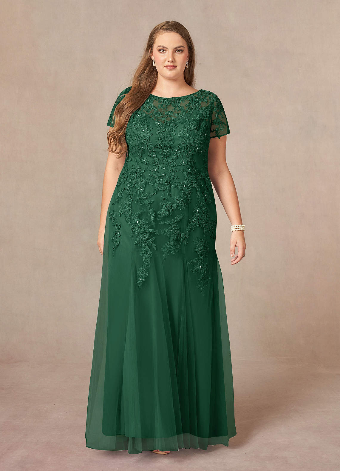 Azazie Laurie Mother of the Bride Dresses Dark Green Mermaid Scoop Sequins Tulle Dress image7