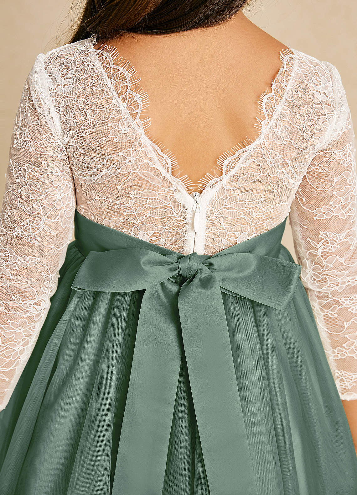 Eucalyptus A-Line Bow Velvet Dress main image 0