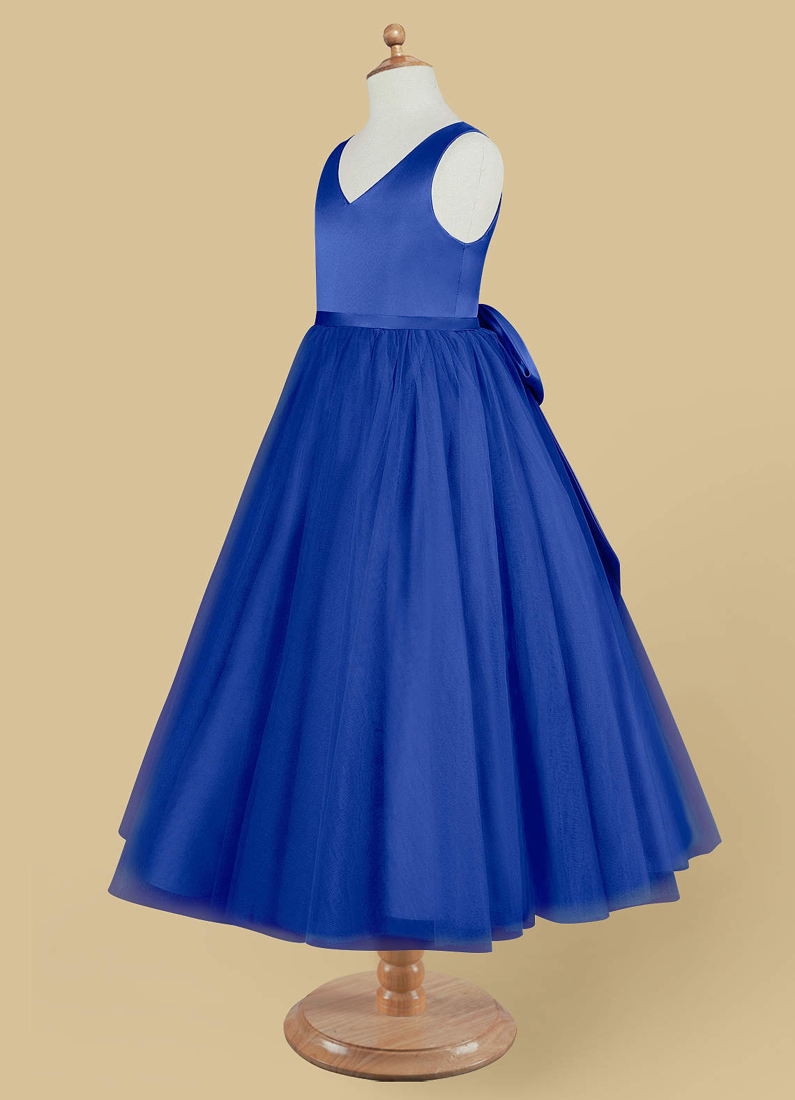Azazie Marybell Royal Blue A-Line Bow Tulle Dress | Azazie