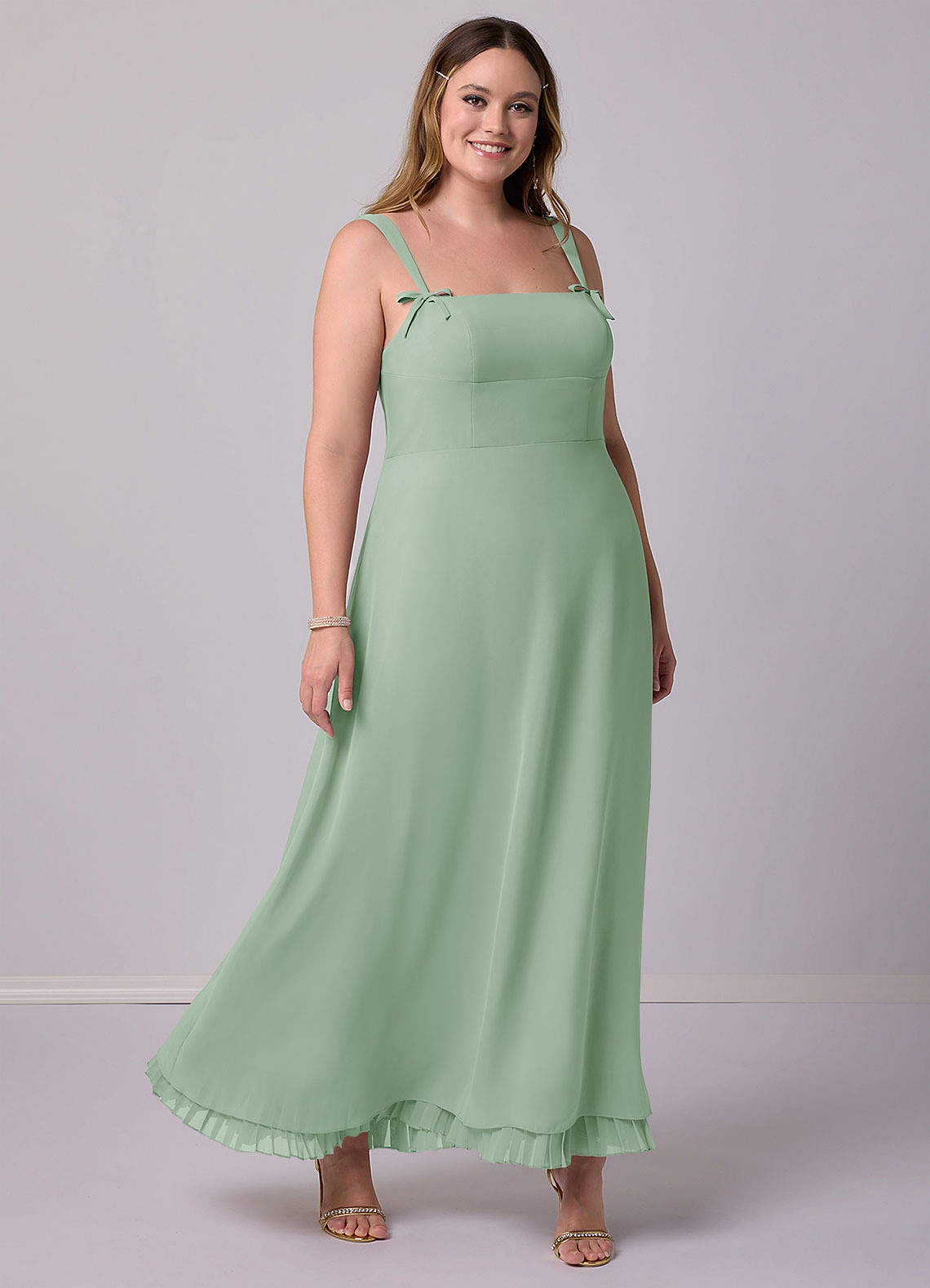 Barbie ♥ Azazie Bridesmaid Dresses Agave A-Line Pleated Chiffon Dress image9