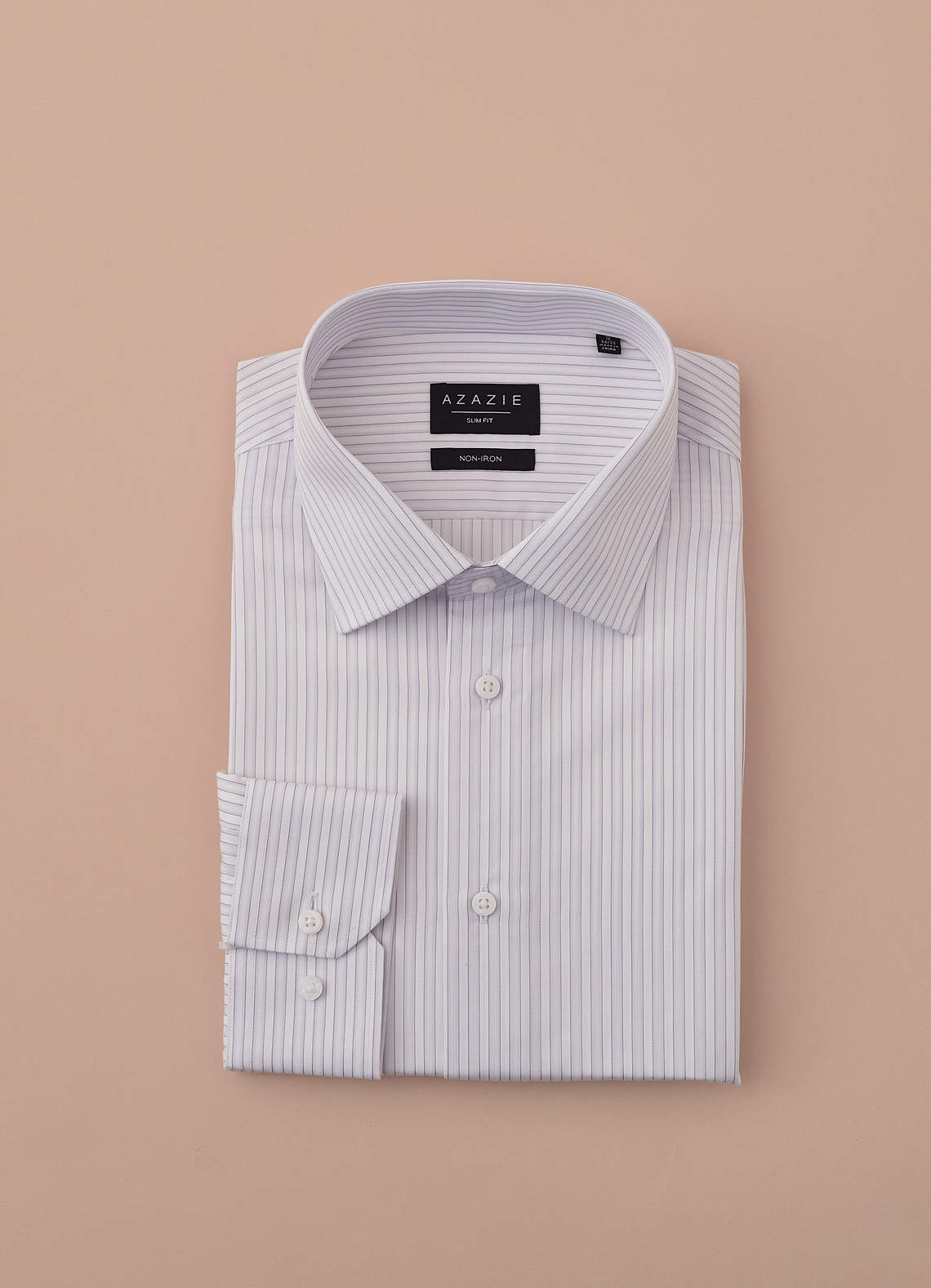 front Aiden Soft Lavender 100% Cotton Non-Iron Striped Dress Shirt